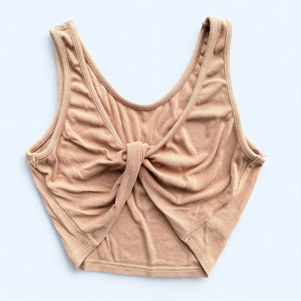 Shein Two Way Ribbed Crop Sleeveless Twist Tank in Brown/Tan Size Small